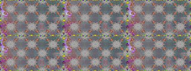 Düz Çiçek Elementleri Tasarımı. Sevimli çiçek raster deseni. Gri ve nötr renkte çiçekler. Renkli Bahar Teması Kusursuz Arkaplan.