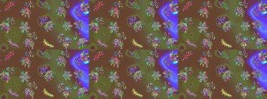 Kışın sembolü, mutlu noeller, mutlu yeni yıl kutlaması Raster illüstrasyonu. Basit bir kar tanesi. Kahverengi, yeşil ve mor renkli şirin kar taneleri. Soyut duvar kağıdı, ambalaj dekorasyonu.