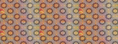 Renkli Bahar Temalı Kusursuz Arkaplan. Düz Çiçek Elementleri Tasarımı. Çiçeksel fantezi tasarımı. Parlak bir arka planda..