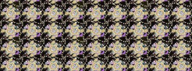 Sevimli çiçek raster deseni. Düz Çiçek Elementleri Tasarımı. Renkli Yaz Temalı eskiz kalıbı. Modaya uygun kumaş deseni.