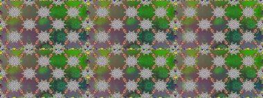 Elle boyanmış suluboya, dikişsiz çiçekler ve bitkiler. Gri ve yeşil renkte çiçekler.