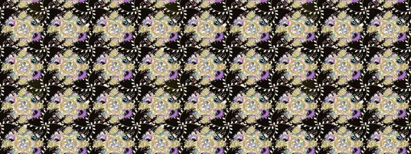 Sevimli çiçek raster deseni. Düz Çiçek Elementleri Tasarımı. Renkli Yaz Temalı eskiz kalıbı. Modaya uygun kumaş deseni.