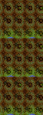 Raster - stok. Yapraklı çiçekler ve kahverengi ve yeşil renklerde papatya çiçekleri. Taslak arkaplan deseni.