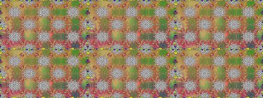 Kusursuz etnik tasarım. Yatak çarşafları, ceket, paket tasarımı, kumaş ve moda kavramları için tekstil baskısı. Çiçekleri, deniz kabukları, mandalaları ve suluboya efektleri olan deniz altyapısı.