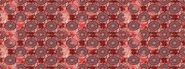 Raster Çiçek İllüstrasyonu güzel tekstil. Kırmızı ve kahverengi renkte etnik çiçeklerle kusursuz bir desen..