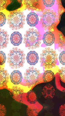 Şirin çiçekler. Raster Moda kumaş deseni. Çizgi çizimi deseni.