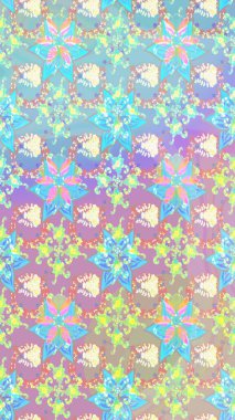 Raster illüstrasyonundaki çiçek desenli çizim. Tarafsız renklerde çiçekler.