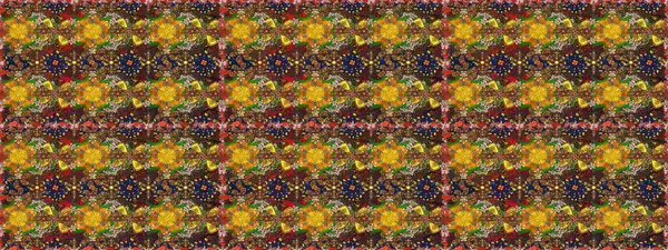 Kahverengi ve sarı renkli güzel bir tekstil. Raster illüstrasyonu. Çiçeklerle suluboya desenleri.