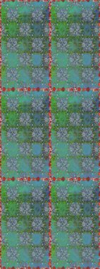 Tropik, dikişsiz çiçek deseni. Raster illüstrasyonu. Yeşil ve mavi renkte çiçekler.