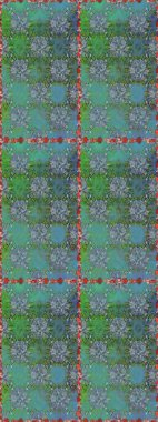 Tropik, dikişsiz çiçek deseni. Raster illüstrasyonu. Yeşil ve mavi renkte çiçekler.