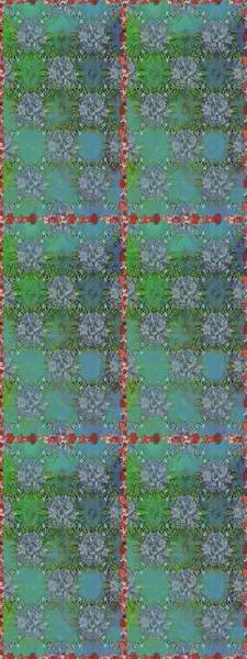 Tropik, dikişsiz çiçek deseni. Raster illüstrasyonu. Yeşil ve mavi renkte çiçekler.