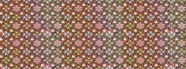 Raster illüstrasyonu. Kahverengi renklerde. Çiçek buketleriyle klasik tarzda eskiz deseni.