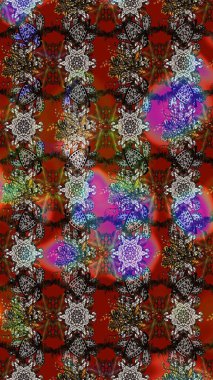 El çizimi, soyut ve süslü elementler. Suluboya resim taklit Raster çizimi. Klasik çiçekler. Kahverengi, gri ve kırmızı renkler. Yaz çiçekleri teması.