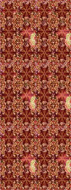 El yapımı dekoratif çerçeve, albüm kapağı, tebrik kartı, klasik Art deco tarzı. Raster soyut çiçek çelengi altın karalama fantezi yaprakları ve kırmızı renkte çiçek.