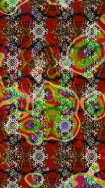 Soyut etnik raster çizim kalıbı. Arkaplan dokusu, duvar kağıdı, çiçek temalı renkler. Kabile sanatı boho baskısı, klasik çiçek arkaplanı.