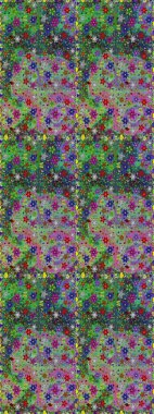 Yeşil ve mavi renkte çiçekler. Düz Çiçek Elementleri Tasarımı. Renkli Bahar Temalı Kusursuz Arkaplan. Sevimli çiçek raster deseni.