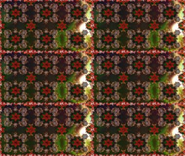 Raster illüstrasyonu. El çizimi çiçekli, soyut, pürüzsüz desen. Kahverengi ve gri renkte çiçekler.