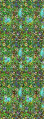 Vadinin yeşil ve mavi renkli çiçekleri. Raster - stok. Kusursuz bir arka plan modeli. Suluboya, elle çizilmiş.