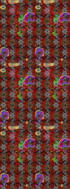 Sanat ilham verici ve kırmızı stil çiçekler ve arka plan bırakır. Raster deseni. Karalama çiçekleri çizim kalıbı. Gri ve kırmızı el çizimi desen.