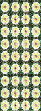 Yeşil renkli çiçekler. Raster Illustrasyon 'daki Çiçek Deseni' nin son moda çizimi. Renkli Yaz Temalı eskiz kalıbı. Düz Çiçek Elementleri Tasarımı.