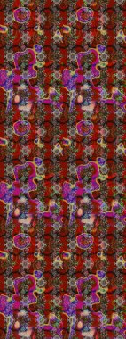 Miles Fleur, süslü püslü bir süs. Eskiz geçmişi. Tomurcukları papatya çiçekleri olan sevimli bir çiçek deseni. Raster illüstrasyonu. Kumaş, tekstil, duvar kağıdı baskısı için. Antika retro tarzı.