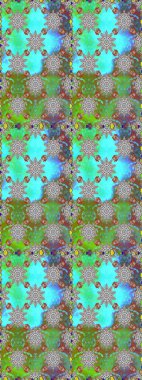 Raster illüstrasyonunda kusursuz çiçek deseni. Mavi ve yeşil renkli çiçekler. Düz Çiçek Elementleri Tasarımı. Renkli Bahar Teması Kusursuz Arkaplan.