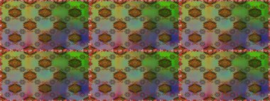 Küçük çiçekteki sevimli çiçek deseni. Raster deseni. Raster illüstrasyonu. Yeşil ve kahverengi renkte yaz çiçekleri..