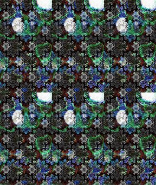 Raster. Gri renkli güzel çiçekli çizim deseni, suluboya çiçek deseni, duvar kağıdı, kart veya kumaş için fayanslı..