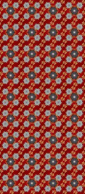 Klasik klasik klasik arka plan. Klasik raster sarısı, kusursuz desen. Altın elementlerle kırmızı, gri ve kahverengi renklerde kusursuz desen. Geleneksel oryantasyon süsü.