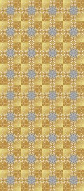 Süslü dekorasyon. Raster illüstrasyonu. Beyaz karalamalı sarı ve beyaz renklerde Damask altın deseni.