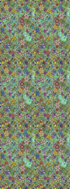 Millefleur 'lar. Tekstil, kumaş, kapaklar, duvar kağıtları, baskı, naylon, yapıştırma, örgü, dekupaj için çiçeksiz arkaplan. Oldukça eski bir besin torbası deseni. Küçük yeşil, nötr, çiçekler.