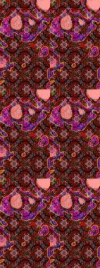 Renkli Bahar Teması eskiz kalıbı. Düz Çiçek Elementleri Tasarımı. Çiçekli çizim şekli. Kahverengi ve pembe renkte çiçekler.