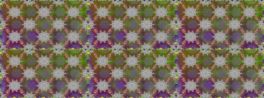 Raster illüstrasyonunda kusursuz çiçek deseni. Renkli Bahar Temalı Kusursuz Arkaplan. Düz Çiçek Elementleri Tasarımı. Gri ve yeşil renkte çiçekler.