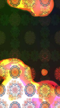 Raster illüstrasyonundaki çiçek desenli çizim. Gri renkli çiçekler.