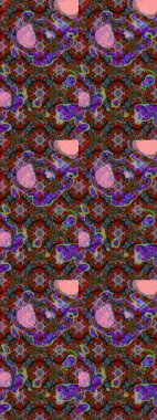 Sevimli çiçek raster deseni. Renkli Bahar Teması eskiz kalıbı. Kahverengi ve kırmızı renkte çiçekler. Düz Çiçek Elementleri Tasarımı.