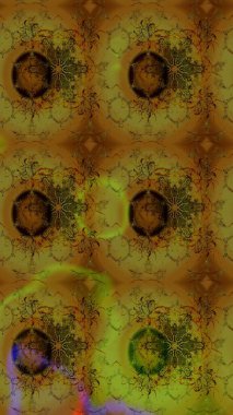 Düz Çiçek Elementleri Tasarımı. Kahverengi ve yeşil renklerde zarif çiçekli suluboya. Renkli Bahar Teması eskiz kalıbı. Raster illüstrasyonu.