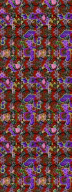 Raster illüstrasyonundaki çiçek desenli çizim. Kırmızı ve kahverengi renkte çiçekler.