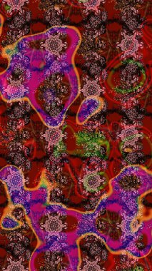 Taslak desenli, modaya uygun kumaş deseni. Renkli Bahar Teması eskiz kalıbı. Raster illüstrasyonu. Düz Çiçek Elementleri Tasarımı. Şirin çiçek elementleri..