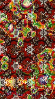 Kahverengi ve kırmızı renklerde güzel bir tekstil. Suluboya çiçekli çiçek deseni. Raster illüstrasyonu.