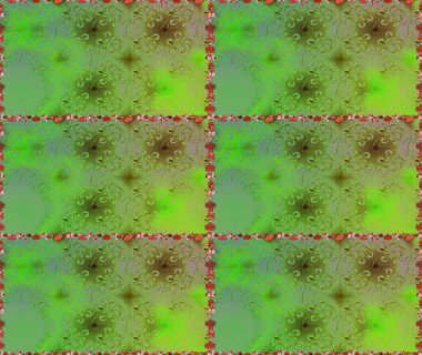 Küçük çiçekte hoş bir çiçek deseni var. Yeşil ve parlak çiçekli nötr renklerde soyut ve pürüzsüz desen. Çiçek elementli zarif raster dokusu..