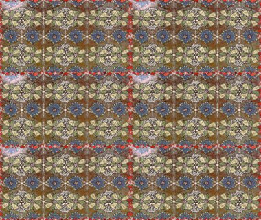 Raster Çiçek İllüstrasyonu güzel tekstil. Kahverengi ve nötr renklerde etnik çiçeklerle kusursuz bir desen..