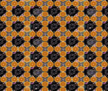 Raster illüstrasyonu. Siyah renkte güzel bir tekstil. Suluboya çiçekli çiçek deseni.