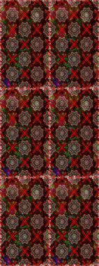 Düz Çiçek Elementleri Tasarımı. Sevimli çiçek raster deseni. Renkli Yaz Temalı Kusursuz Arkaplan. Kahverengi ve kırmızı renkte çiçekler.