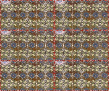 Raster Çiçek İllüstrasyonu güzel tekstil. Kahverengi ve nötr renklerde etnik çiçeklerle kusursuz bir desen..