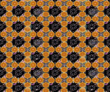 Raster illüstrasyonu. Siyah renkte güzel bir tekstil. Suluboya çiçekli çiçek deseni.