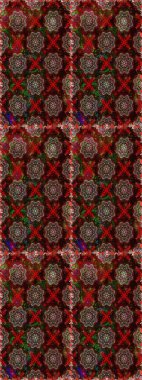 Düz Çiçek Elementleri Tasarımı. Sevimli çiçek raster deseni. Renkli Yaz Temalı Kusursuz Arkaplan. Kahverengi ve kırmızı renkte çiçekler.