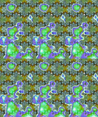 Yeşil renkli etnik çiçeklerle süslenmiş zarif bir eskiz şekli. Asya Tekstil 'inde Raster Çiçek İllüstrasyonu.