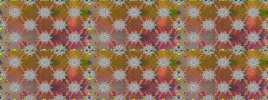 Soyut etnik raster kusursuz desen. Vadinin çiçekleri kahverengi ve gri renklerde. Çiçekler..