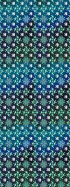 Mavi renkli çiçekler. Raster illüstrasyonu. El çizimi çiçekli soyut çizim deseni.