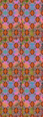 Çiçeksel kahverengi ve turuncu dikişsiz desen. Raster çiçek izi. Klasik taslak çizimi.